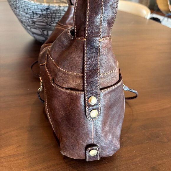 Andrew Marc Brown Leather Hobo Shoulder Handbag Satchel Medium - Picture 11 of 16